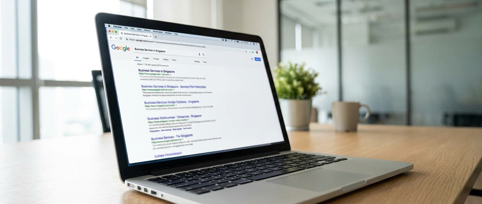 Brass magnifying glass on a stack of crisp white documents — evaluating an SEO agency in Singapore