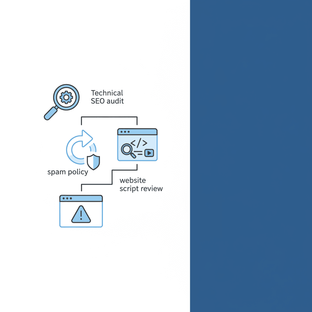 Illustration of a website audit for Google's back button hijacking spam policy