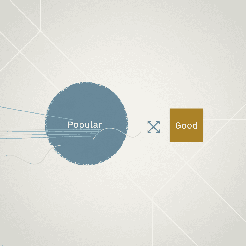 Dashboard showing social media reach metrics next to a nearly empty sales pipeline, illustrating the gap between popular and good marketing