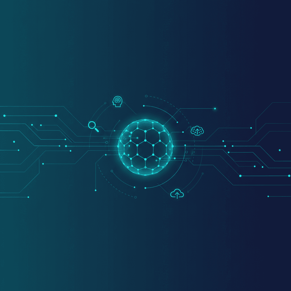 Diagram showing JSON-LD schema markup code connecting a Singapore SME website to Google search results and AI assistants
